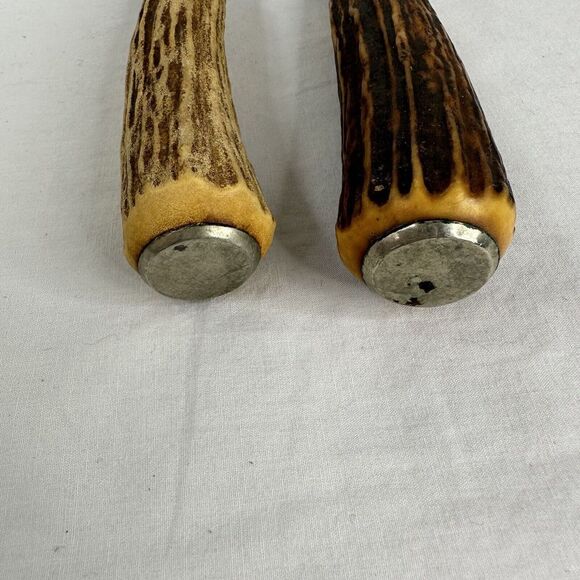 Solingen Germany Stainless Stag Antler Handle Etched Carving Knife Serving Fork - Picture 3 of 12